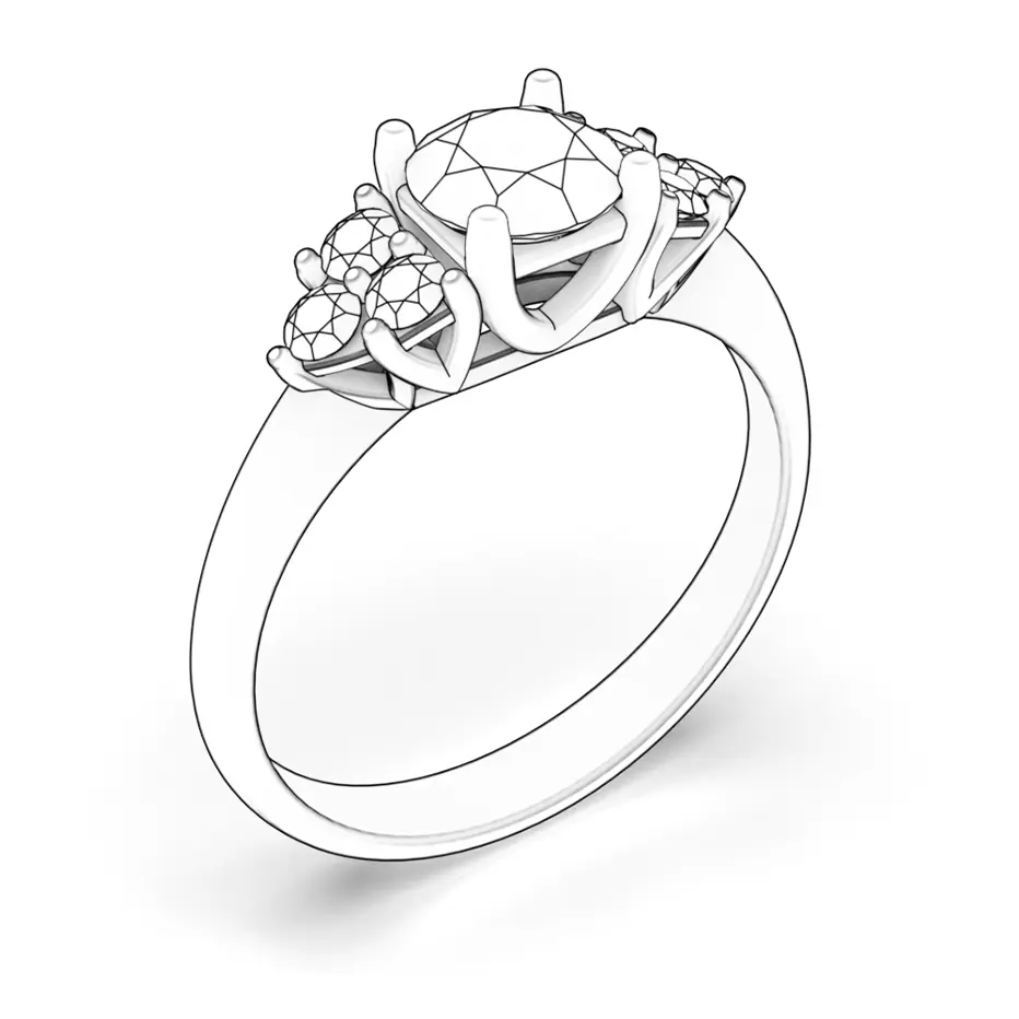 Zásnubní prsten Fairytale: bílé zlato, diamanty