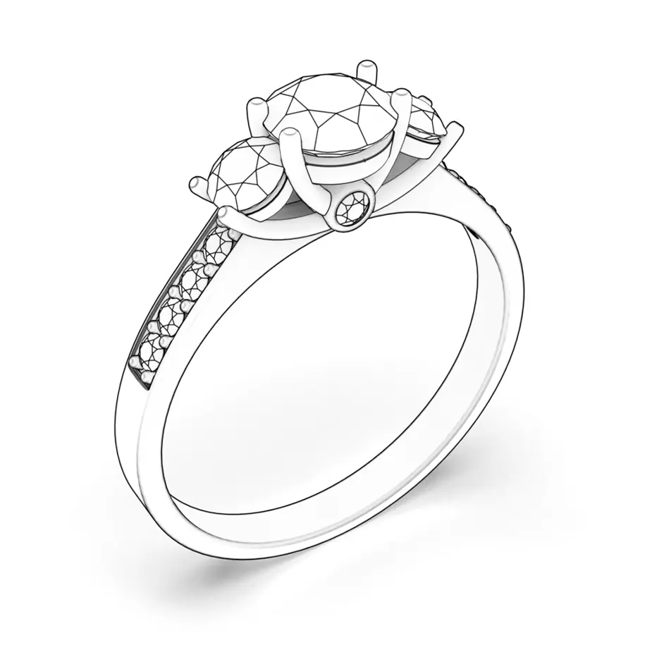 Zásnubní prsten Dream: bílé zlato, smaragd, bílé safíry, diamanty