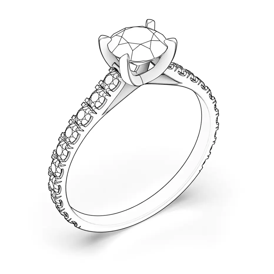 Zásnubní prsten Share Your Love: bílé zlato, černý diamant, diamanty