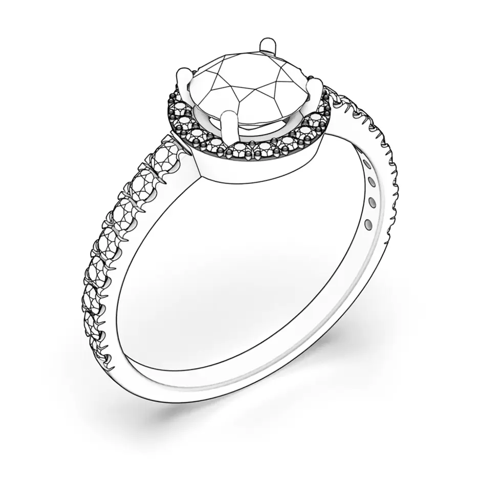 Zásnubní prsten This is Love: růžové zlato, černý diamant, diamanty